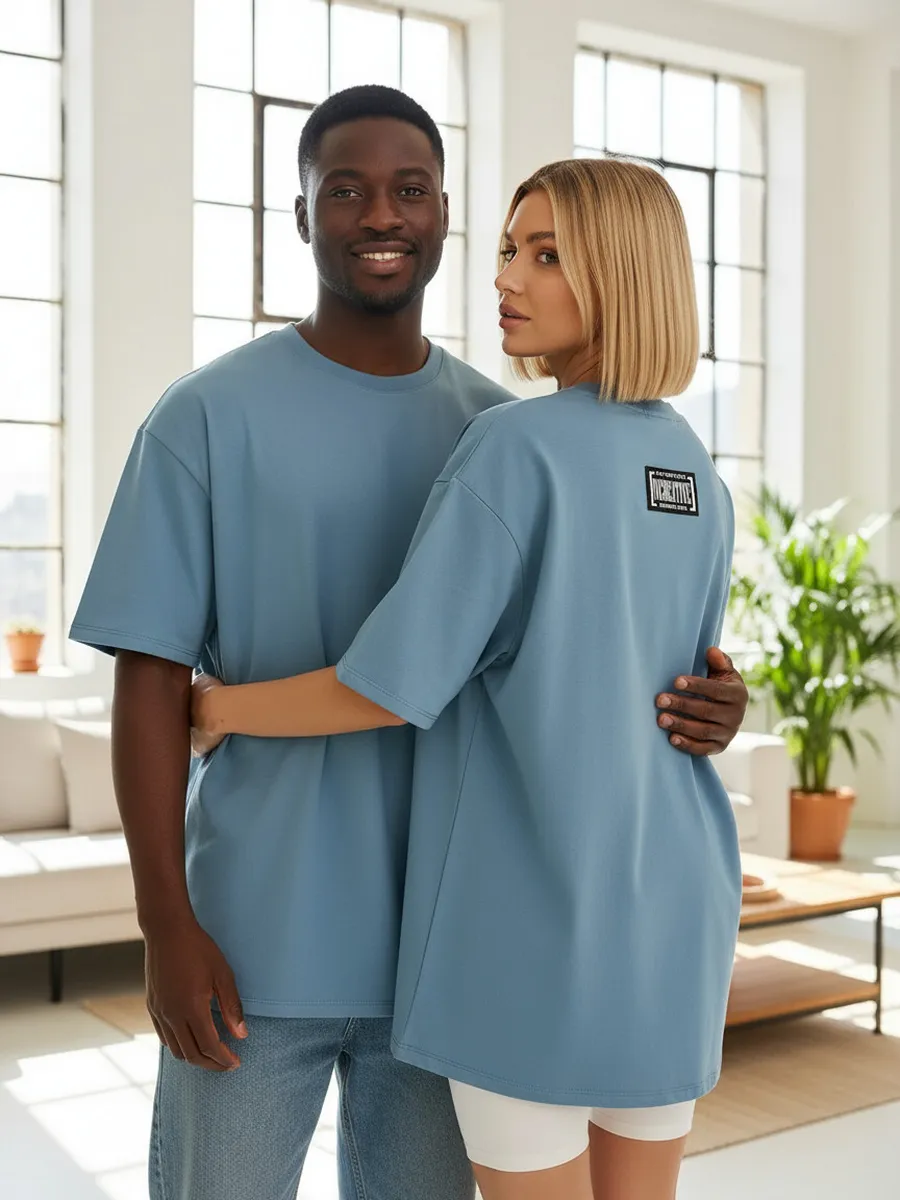 Футболка оверсайз хлопок плотная тиффани